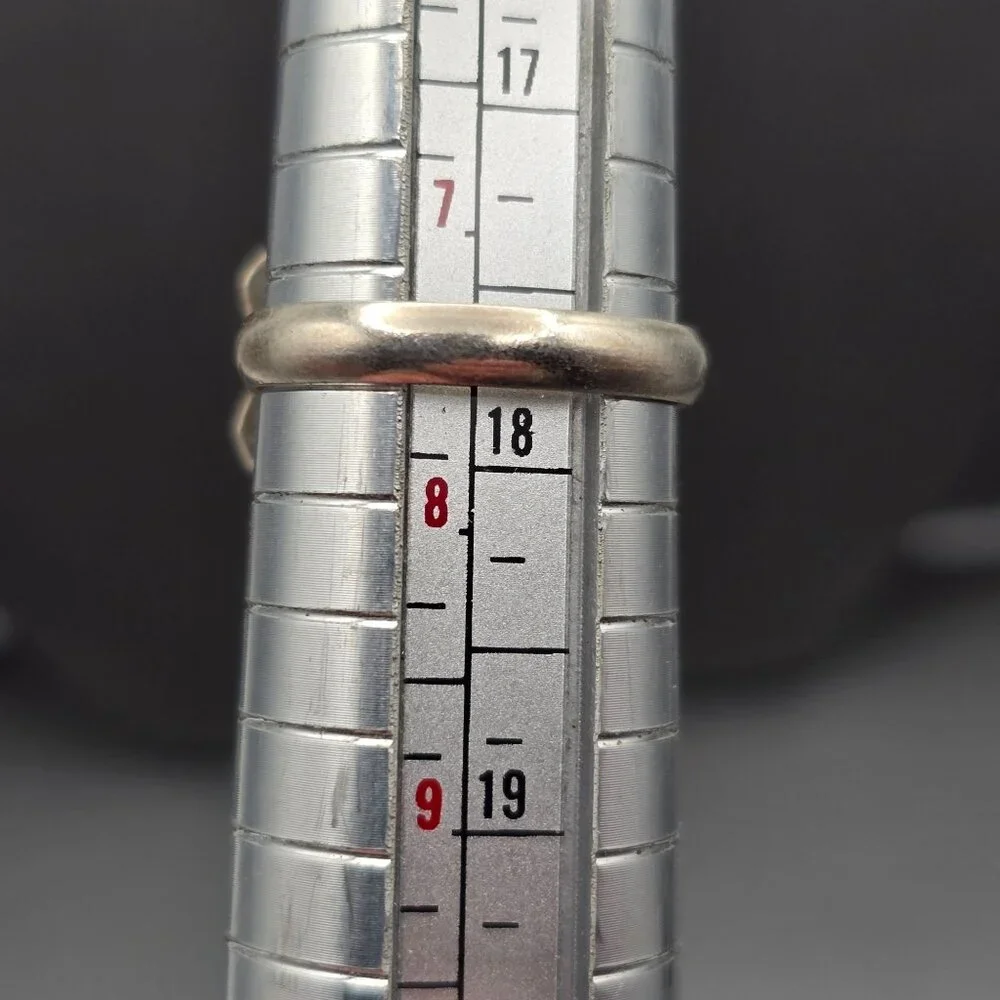 925 Silver-Plated Ring Size 7.5 VTG Glass Teardrop & Amber Cabochon Statement - Picture 7 of 14